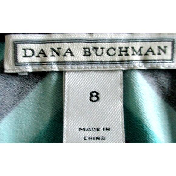 Dana Buchman Women's Green & Black Striped Short Stretch Pull Over Dress Size 8 - Picture 8 of 10